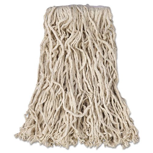 Image of Rubbermaid® Commercial Economy Cut-End Cotton Wet Mop Head, 16oz, 1" Band, White, 12/carton