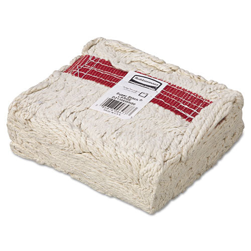 Image of Rubbermaid® Commercial Super Stitch Blend Mop Head, Large, Cotton/synthetic, White, 6/carton