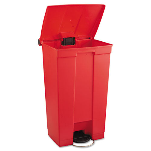 Image of Rubbermaid® Commercial Indoor Utility Step-On Waste Container, 23 gal, Plastic, Red