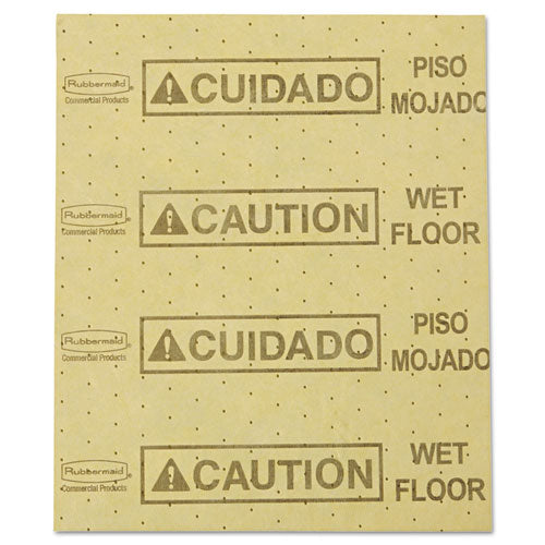 Image of Rubbermaid® Commercial Over-the-Spill Pad, Caution Wet Floor, 16 oz, 16.5 x 20, 22 Sheets/Pad