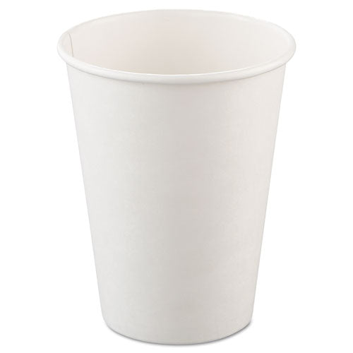 Image of SOLO® Single-Sided Poly Paper Hot Cups, 12 Oz, White, 50/bag, 20 Bags/carton