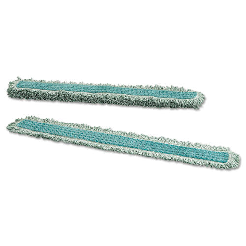 Image of Rubbermaid® Commercial HYGEN Hygen Dust Mop Heads With Fringe, Green, 48", Microfiber