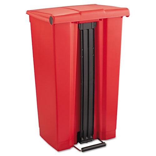 Image of Rubbermaid® Commercial Indoor Utility Step-On Waste Container, 23 gal, Plastic, Red