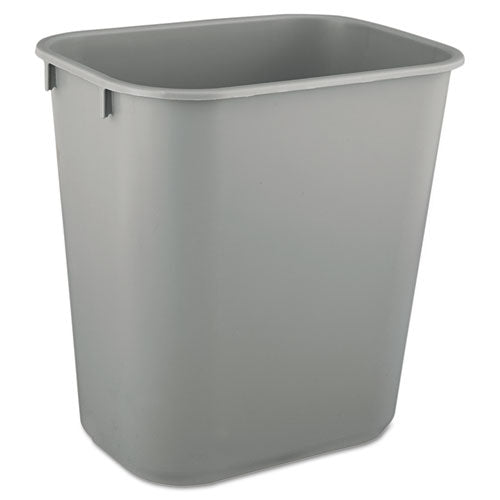 Image of Rubbermaid® Commercial Deskside Plastic Wastebasket, 3.5 gal, Plastic, Gray