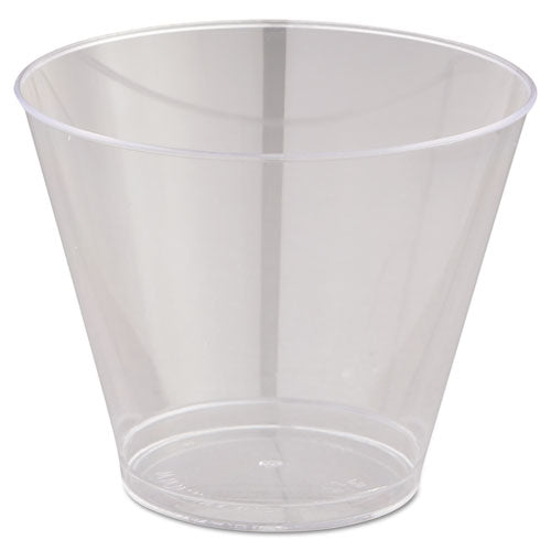 Image of WNA Comet Smooth Wall Tumblers, Squat, 9 oz, Plastic, Clear, 25/Pack, 20 Packs/Carton