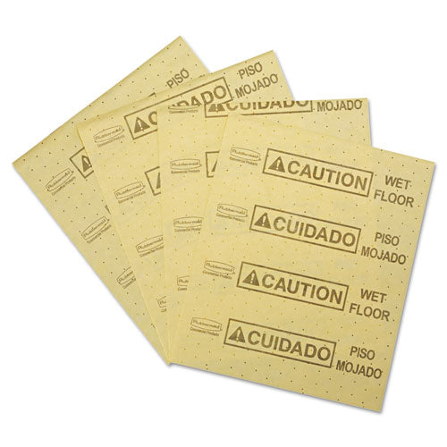 Image of Rubbermaid® Commercial Over-the-Spill Pad, Caution Wet Floor, 16 oz, 16.5 x 20, 22 Sheets/Pad