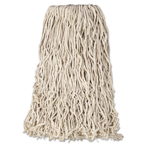 Image of Rubbermaid® Commercial Premium Cut-End Cotton Wet Mop Head, 24 oz, White, 1" White Band, 12/Carton