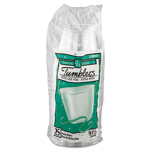 Image of WNA Comet Smooth Wall Tumblers, Squat, 9 oz, Plastic, Clear, 25/Pack, 20 Packs/Carton