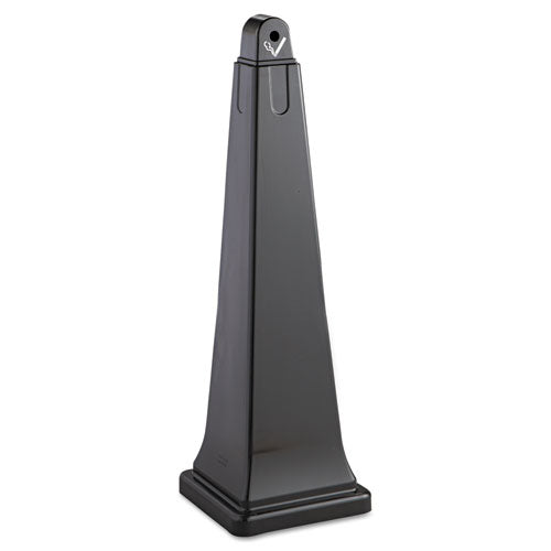 Image of Rubbermaid® Commercial GroundsKeeper Cigarette Waste Collector, Pyramid, 1 gal, 12.25 x 39.75,  Black