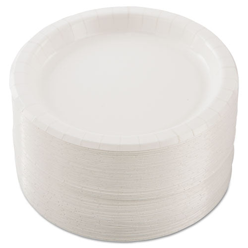 Image of SOLO® Bare Eco-Forward Clay-Coated Paper Dinnerware, ProPlanet Seal, Plate, 8.5" dia, White, 125/Pack, 4 Packs/Carton