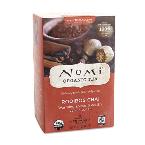 Image of Numi® Organic Teas And Teasans, 1.71 Oz, Rooibos Chai, 18/box