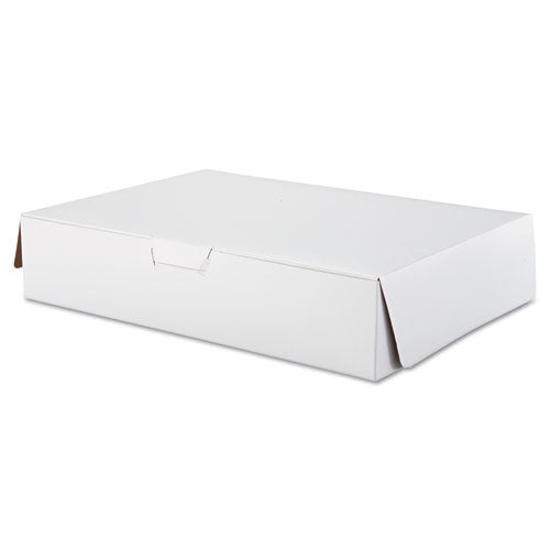 Image of SCT® White One-Piece Non-Window Bakery Boxes, 1/2-Sheet Cake Box, 19 x 14 x 4, White, Paper, 50/Carton