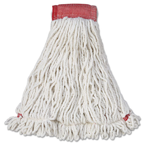 Image of Rubbermaid® Commercial Web Foot Wet Mop Head, Shrinkless, Cotton/synthetic, White, Large, 6/carton