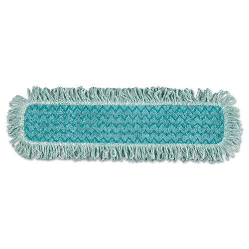 Image of Rubbermaid® Commercial HYGEN Hygen Microfiber Fringed Dust Mop Pad, 24w X 9d, Green