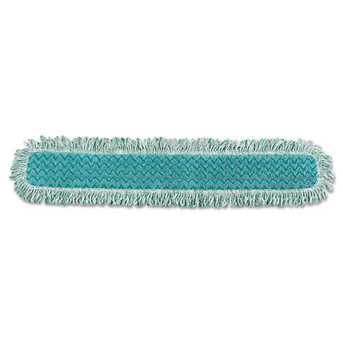 Image of Rubbermaid® Commercial HYGEN Hygen Dry Dusting Mop Heads With Fringe, 36", Microfiber, Green