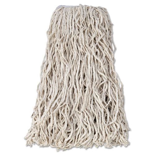 Image of Rubbermaid® Commercial Economy Cut-End Cotton Wet Mop Head, 24oz, 1" Band, White, 12/carton