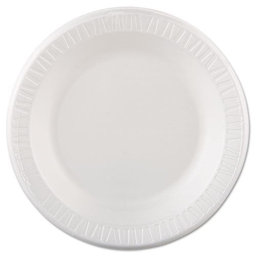 Image of Dart® Quiet Classic Laminated Foam Dinnerware, Plate, 10.25" Dia, White, 125/pack, 4 Packs/carton
