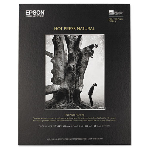 Image of Epson® Hot Press Natural Fine Art Paper, 17 Mil, 17 X 22, Smooth Matte Natural, 25/pack
