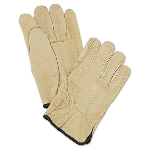 Image of MCR Safety Unlined Pigskin Driver Gloves, Cream, Large, 12 Pairs