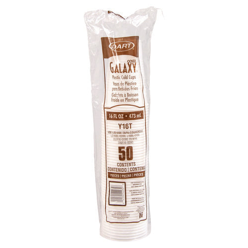 Image of Dart® High-Impact Polystyrene Cold Cups, 16 oz, Plastic, Translucent, 50/Sleeve, 20 Sleeves/Carton