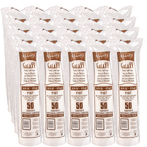 Image of Dart® High-Impact Polystyrene Cold Cups, 16 oz, Plastic, Translucent, 50/Sleeve, 20 Sleeves/Carton