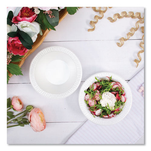 Image of Dart® Quiet Classic Laminated Foam Dinnerware Bowls, 10 To 12 Oz, White, 125/pack, 8 Packs/carton
