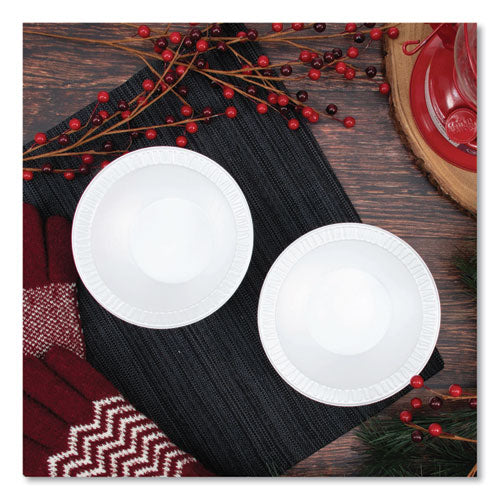Image of Dart® Quiet Classic Laminated Foam Dinnerware Bowls, 10 To 12 Oz, White, 125/pack, 8 Packs/carton