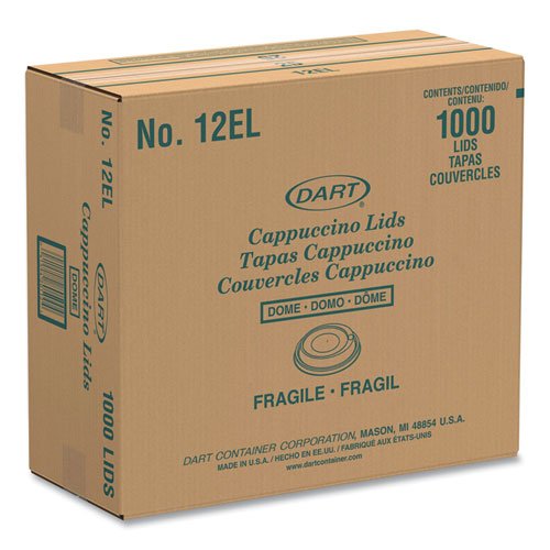 Image of SOLO® Cappuccino Dome Sipper Lids, Fits 12 oz Hot Cups, Plastic, White, 1,000/Carton