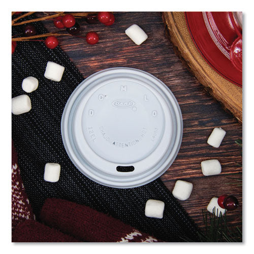 Image of SOLO® Cappuccino Dome Sipper Lids, Fits 12 oz Hot Cups, Plastic, White, 1,000/Carton