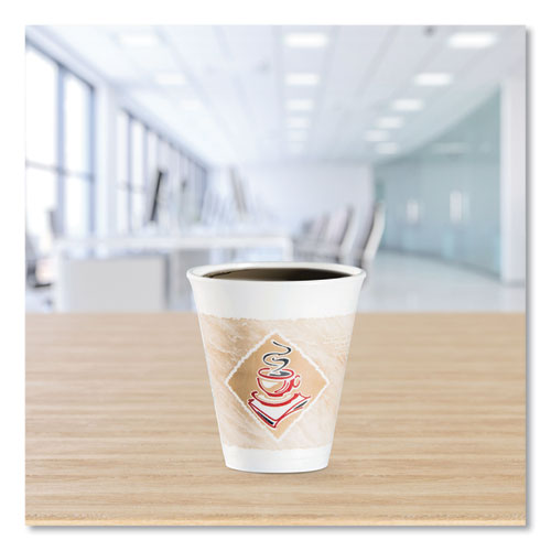Image of Dart® Cafe G Foam Hot/cold Cups, 12 Oz, Brown/red/white, 1,000/carton