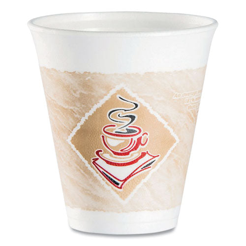 Image of Dart® Cafe G Foam Hot/cold Cups, 12 Oz, Brown/red/white, 1,000/carton