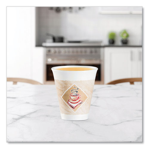 Image of Dart® Cafe G Foam Hot/cold Cups, 12 Oz, Brown/red/white, 1,000/carton