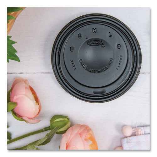 Image of SOLO® Cappuccino Dome Sipper Lids, Fits 12 oz to 24 oz Hot Cups, Plastic, Black, 100/Pack, 10 Packs/Carton