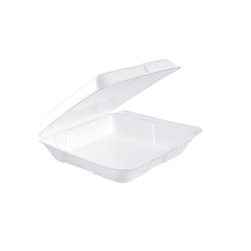 Image of Dart® Foam Hinged Lid Containers, 7.5 x 8 x 2.2, White, 200/Carton