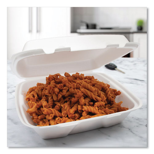 Image of Dart® Foam Hinged Lid Containers, 9.01 X 9.4 X 3.1, White, 200/carton
