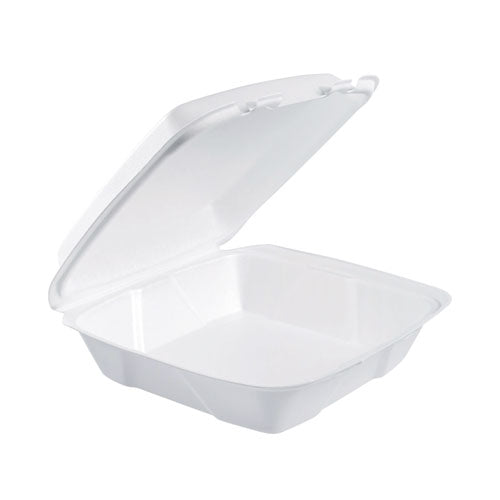 Image of Dart® Foam Hinged Lid Containers, 9.01 X 9.4 X 3.1, White, 200/carton