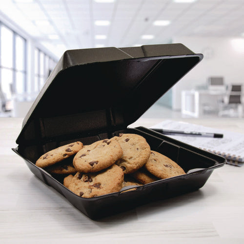 Image of Dart® Insulated Foam Hinged Lid Containers, 9.01 x 9.4 x 3.1, Black, 100/Bag, 2 Bags/Carton, 200 Containers/Carton