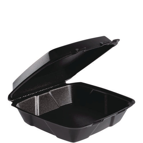 Image of Dart® Insulated Foam Hinged Lid Containers, 9.01 x 9.4 x 3.1, Black, 100/Bag, 2 Bags/Carton, 200 Containers/Carton