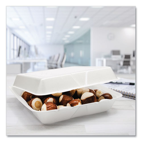 Image of Dart® Foam Hinged Lid Containers, 9.25 X 9.5 X 3, 200/carton
