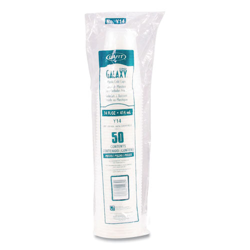 Image of Dart® High-Impact Polystyrene Cold Cups, 14 oz, Plastic, Translucent, 50/Sleeve. 20 Sleeves/Carton