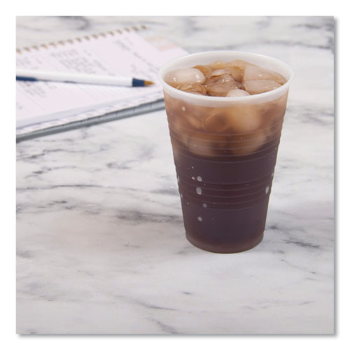 Image of Dart® High-Impact Polystyrene Cold Cups, 14 oz, Plastic, Translucent, 50/Sleeve. 20 Sleeves/Carton
