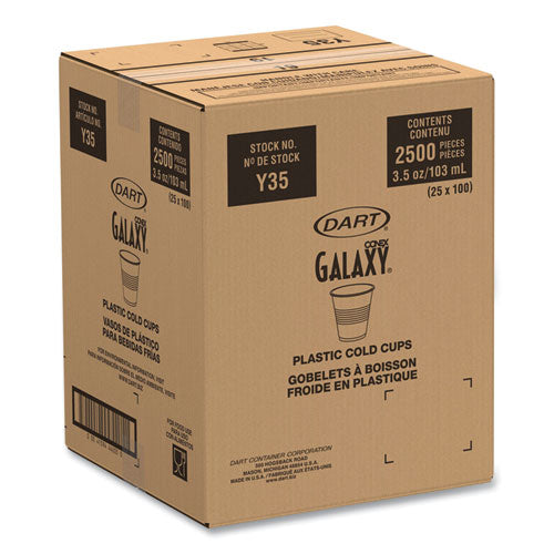 Image of Dart® High-Impact Polystyrene Cold Cups, 3.5 oz, Plastic, Translucent, 100/Sleeve, 25 Sleeves/Carton