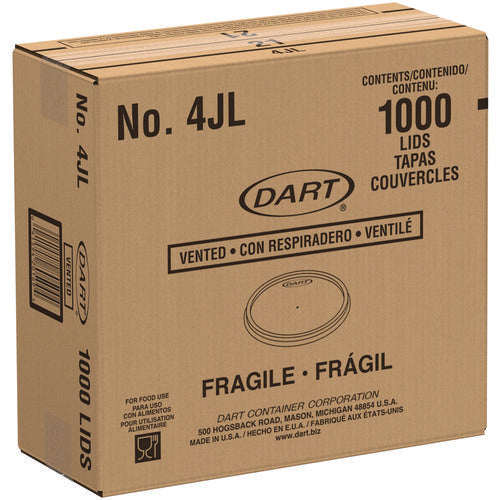 Image of Dart® Plastic Lids, Vented, Fits 4 oz Hot Cups, Translucent, 100/Pack, 10 Packs/Carton