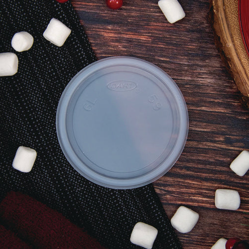 Image of SOLO® Non-Vented Cup Lids, Fits 6 oz Hot Cups/2 oz to 4 oz Food Containers, Plastic, Translucent, 1,000/Carton