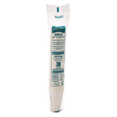 Image of SOLO® Thermoguard Insulated Paper Hot Cups, 16 oz, White Sustainable Forest Design, 30/Pack