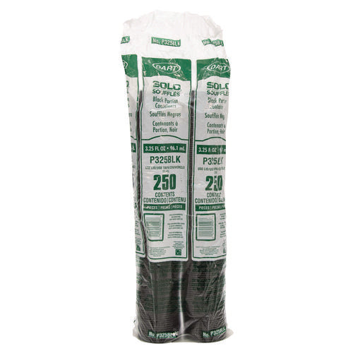Image of Dart® Polystyrene Portion Cups, 3.25 oz, Plastic, Black, 250/Bag, 10 Bags/Carton