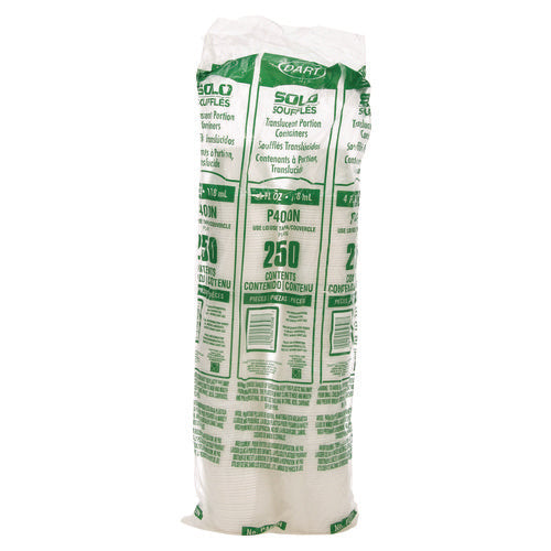 Image of Dart® Polystyrene Portion Cups, 4 oz, Plastic, Translucent, 250/Bag, 10 Bags/Carton