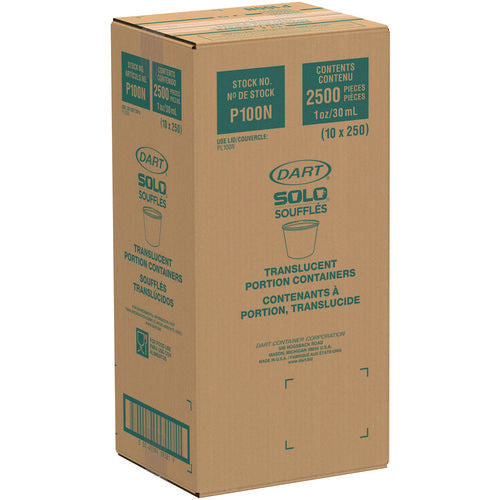 Image of Dart® Polystyrene Portion Cups, 1 oz, Plastic, Translucent, 2,500/Carton