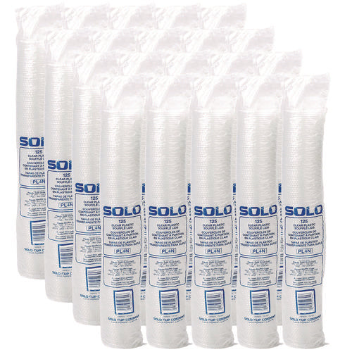 Image of Dart® Portion/Souffle Cup Lids, Fits 3.25 oz to 9 oz Portion Cups, Plastic, Clear, 125/Pack, 20 Packs/Carton