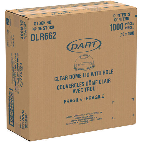 Image of SOLO® Dome-Top Cold Cup Lids, Fits 16 oz Cold Cups, Plastic, Clear, 1,000/Carton